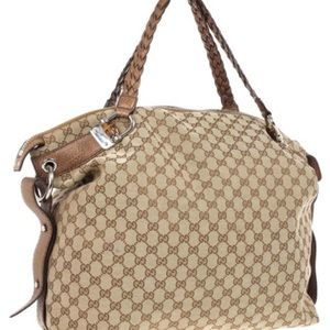 Gucci GG Bamboo Bar Canvas and Leather Travel Tote